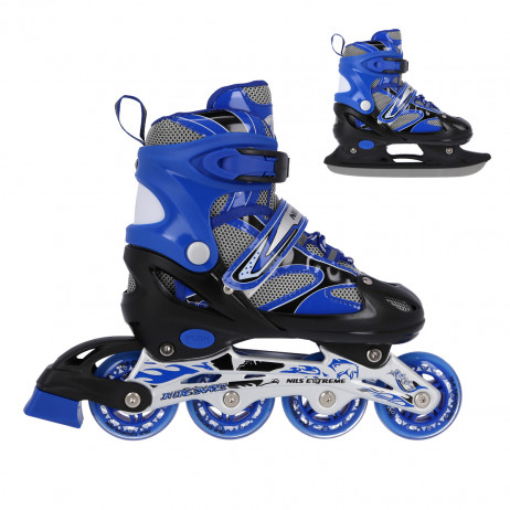 NH18366 A 2IN1 BLUE SIZE S(31-34) IN-LINE SKATES/HOCKEY ICE SKATES