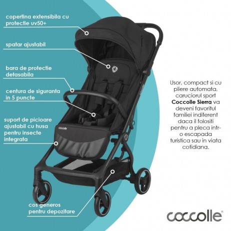 Carucior sport cu pliere automata Coccolle Sierra Diamond black