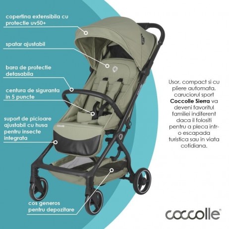 Carucior cu pliere automata Coccolle Sierra Sage green