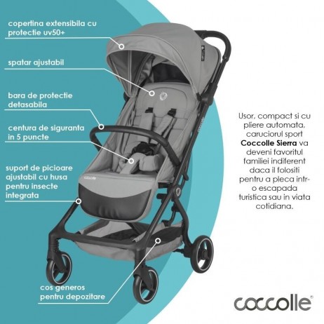 Carucior sport cu pliere automata Coccolle Sierra Greystone