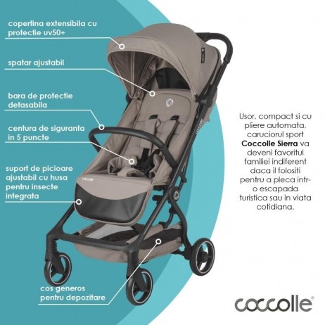 Carucior sport cu pliere automata Coccolle Sierra Taupe brown