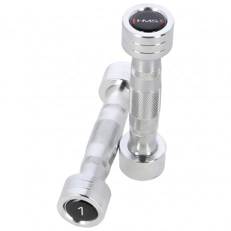 SET CHROMED DUMBBELLS CHD 2 x 1 - 8 KG (72 KG) + RACK STR36 HMS