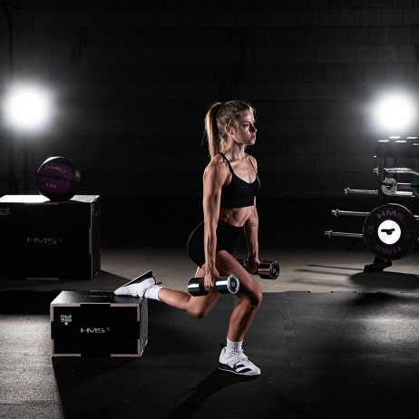 SET CHROMED DUMBBELLS CHD 2 x 1 - 8 KG (72 KG) + RACK STR36 HMS