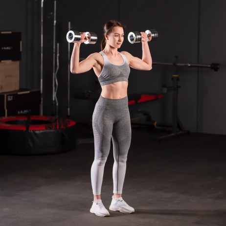 SET CHROMED DUMBBELLS CHD 2 x 1 - 8 KG (72 KG) + RACK STR36 HMS