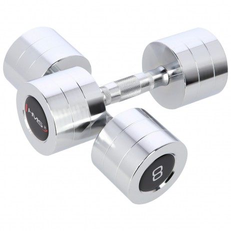 SET CHROMED DUMBBELLS CHD 2 x 1 - 8 KG (72 KG) + RACK STR36 HMS