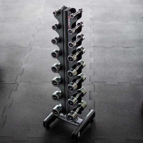 SET CHROMED DUMBBELLS CHD 2 x 1 - 8 KG (72 KG) + RACK STR36 HMS