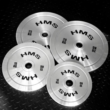TOS SET CALIBRATED STEEL OLYMPIC PLATES 2 x 10 - 25 KG (140 KG) HMS