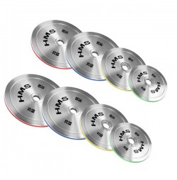 TOS SET CALIBRATED STEEL OLYMPIC PLATES 2 x 10 - 25 KG (140 KG) HMS