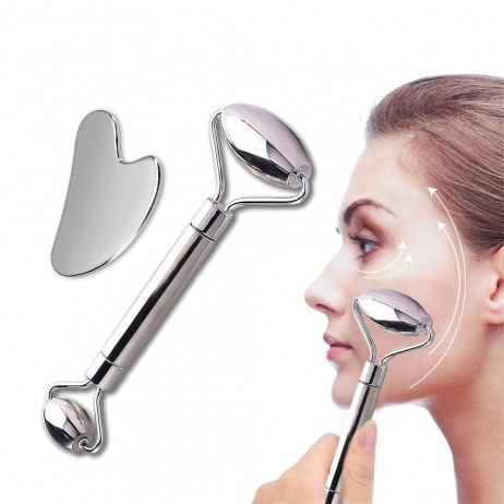 Metal Face Roller & Gua Sha Set inSPORTline Comesta Set