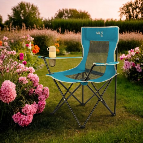 Scaun camping Nils Camp NC3302 TOURIST, Albastru-Gri