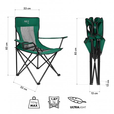 Scaun camping Nils Camp NC3302, Albastru-Gri