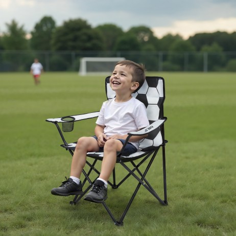 Scaun pliabil Nils Camp NC3303, Alb-Negru