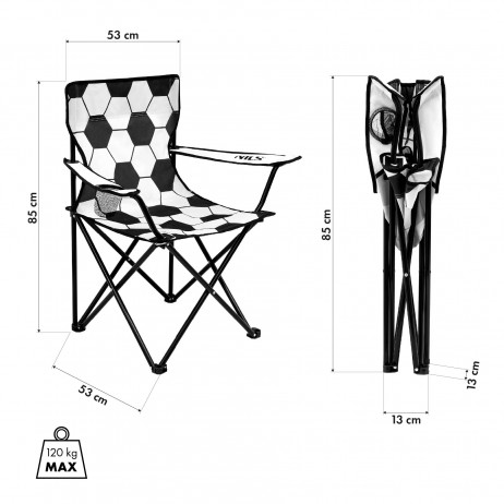 Scaun pliabil Nils Camp NC3303, Alb-Negru