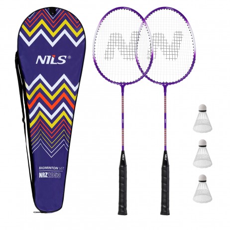 Set badminton Nils NRZ2053 2 rachete, 3 fluturasi, 1 husa de protectie