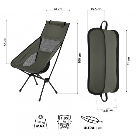 Scaun pliabil camping Nils Camp NC3321 ULTRA LIGHT, Negru