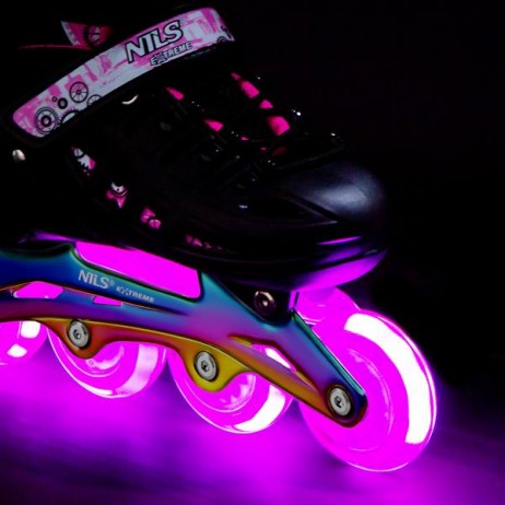 Role Reglabile 4in1 Nils Extreme LED NH10905-Roz curcubeu
