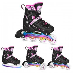 Role Reglabile 4in1 Nils Extreme LED NH10905-Roz curcubeu