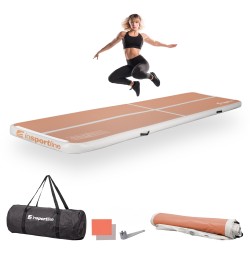 Saltea gimnastica gonflabila inSPORTline Airstunt 400 x 100 x 10 cm, Mocha Mousse