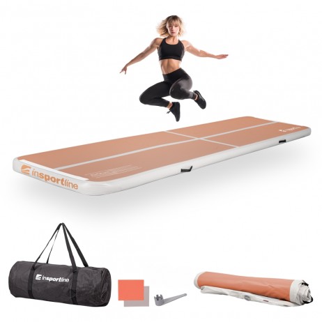 Saltea gimnastica gonflabila inSPORTline Airstunt 400 x 100 x 10 cm, Mocha Mousse