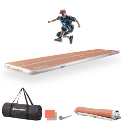 Saltea gimnastica gonflabila inSPORTline Airstunt 400 x 100 x 10 cm, Mocha Mousse