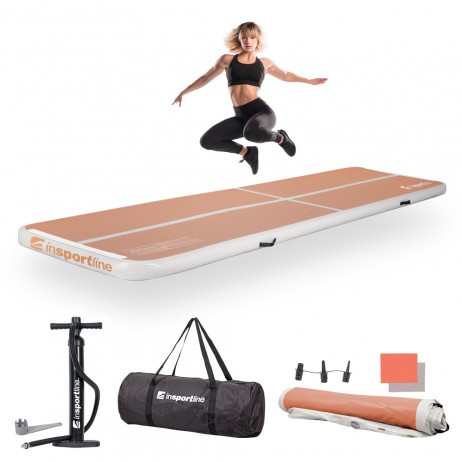 Saltea gimnastica gonflabila inSPORTline Airstunt 400 x 100 x 10 cm, Mocha Mousse