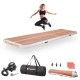 Saltea gimnastica gonflabila inSPORTline Airstunt 400 x 100 x 10 cm cu pompa electrica, Mocha Mousse