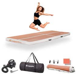 Saltea gimnastica gonflabila inSPORTline Airstunt 500 x 100 x 10 cm, Mocha Mousse