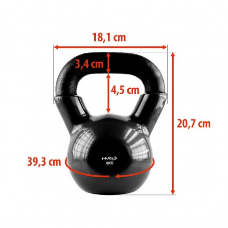 Gantera kettlebell HMS KNV 6 KG, Negru