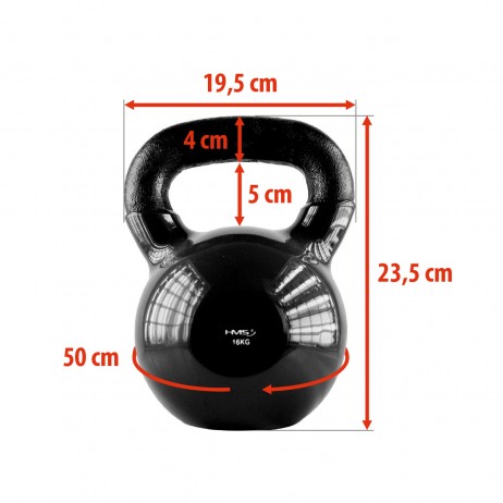 Gantera kettlebell HMS KNV 16 KG, Negru