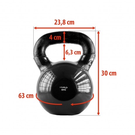 Gantera kettlebell HMS KNV 28 KG, Negru