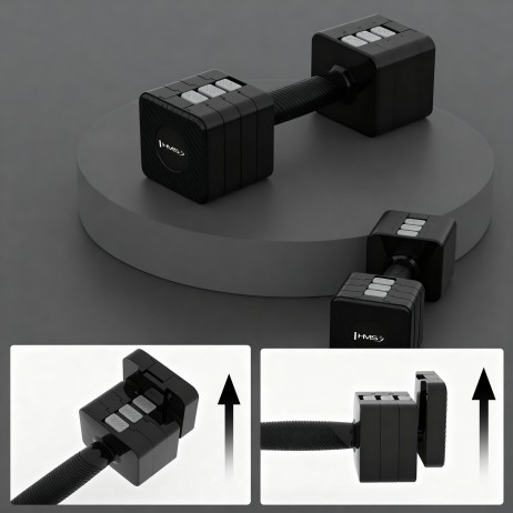 Set gantere reglabile HMS HL02 2 x 5 KG, negru