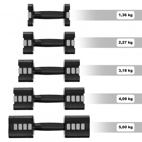 Set gantere reglabile HMS HL02 2 x 5 KG, negru