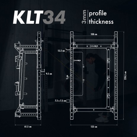 Aparat multifunctional pliabil POWER RACK HMS KLT34, Gri