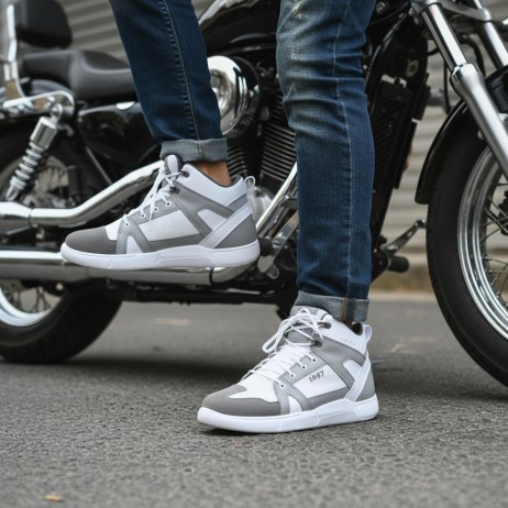 Ghete de motocicletă W-TEC Arimes – Alb-Gri