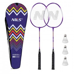 Set badminton Nils NRZ2053 2 rachete, 3 fluturasi, 1 husa de protective
