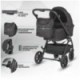 Carucior modular 4in1 Coccolle Serry Jet black cu Scoica auto iSize Coccolle Knox Black si Baza isofix iSize Coccolle Knox