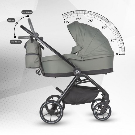 Carucior modular 4in1 Coccolle Serry Moss green cu Scoica auto iSize Coccolle Knox Black si Baza isofix iSize Coccolle Knox