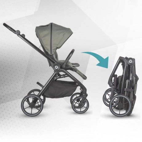 Carucior modular 4in1 Coccolle Serry Moss green cu Scoica auto iSize Coccolle Knox Black si Baza isofix iSize Coccolle Knox