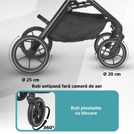 Carucior modular 4in1 Coccolle Serry Moss green cu Scoica auto iSize Coccolle Knox Black si Baza isofix iSize Coccolle Knox