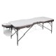Masă de masaj din aluminiu, 2 secțiuni inSPORTline Kiyora (186 × 70 × 62,5–85,5 cm) - Alb Gri