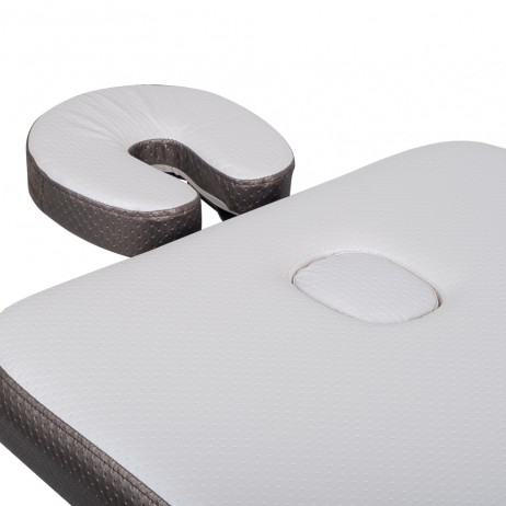 Masă de masaj din aluminiu, 2 secțiuni inSPORTline Kiyora (186 × 70 × 62,5–85,5 cm) - Alb Gri
