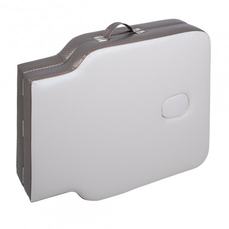 Masă de masaj din aluminiu, 2 secțiuni inSPORTline Kiyora (186 × 70 × 62,5–85,5 cm) - Alb Gri