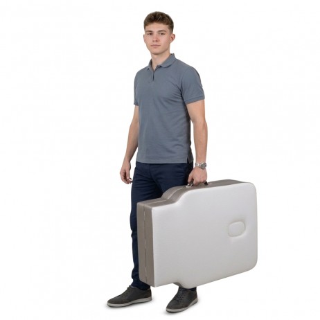 Masă de masaj din aluminiu, 2 secțiuni inSPORTline Kiyora (186 × 70 × 62,5–85,5 cm) - Alb Gri