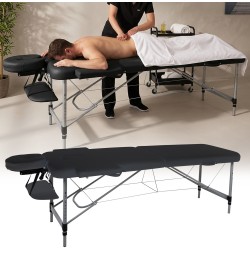 Masă de masaj din aluminiu cu 2 secțiuni inSPORTline Morrani (186 × 60 × 62,5–85,5 cm)