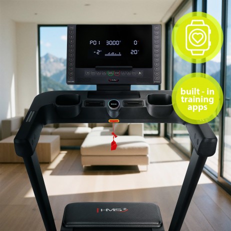 Bandă de alergare electrică HMS TERRUN350 cu reglare a înclinării și declinării.