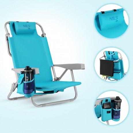 Sezlong pliabil 3-IN-1 Nils NC3308, Turcoaz